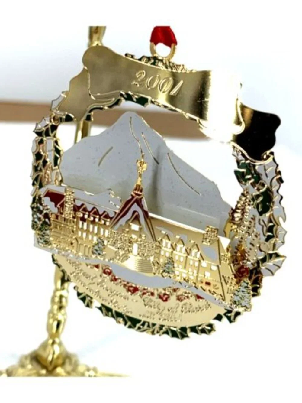 The Portland Ornament Timberline Lodge Mt. Hood Gold Plated Limited Edition